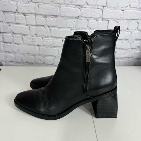 Anne Klein Black leather size 9 wide block heel side zip mid calf booties - Picture 12 of 12
